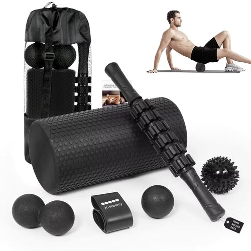 Foam Roller Kit 7-en-1, Kit de Rodillo Masaje Muscular con Rodillos de