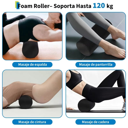 Foam Roller Kit 7-en-1, Kit de Rodillo Masaje Muscular con Rodillos de