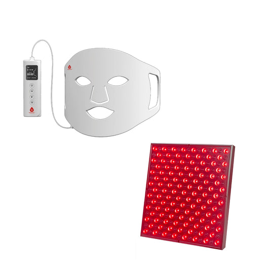 2-in-1 Red Light Therapy System: Facial LED Mask & Full-Body Panel