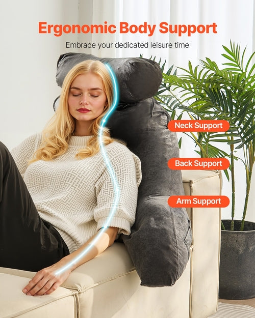 Reading Pillow, Large Bed Pillow with Removable Headrest, Back Pillow