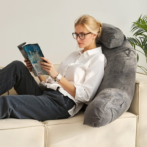 Reading Pillow, Large Bed Pillow with Removable Headrest, Back Pillow