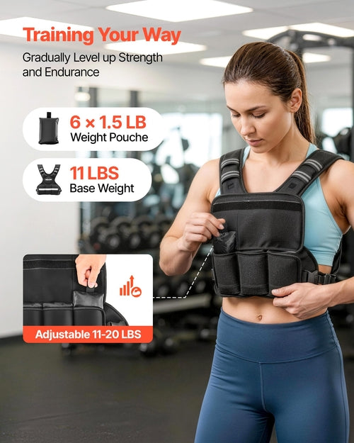 Adjustable Weighted Vest, 11-20lb Weight Vest with 6 Ironsand Weights