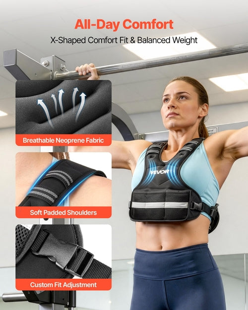 Adjustable Weighted Vest, 11-20lb Weight Vest with 6 Ironsand Weights