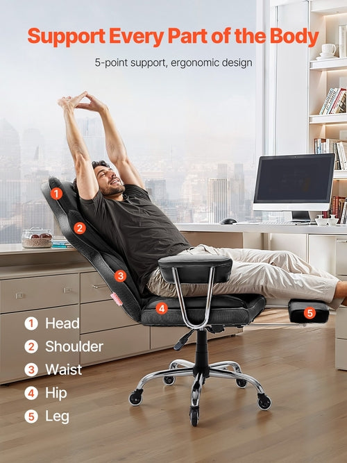 Executive Office Chair, High Back Chair with Footrest and Removable