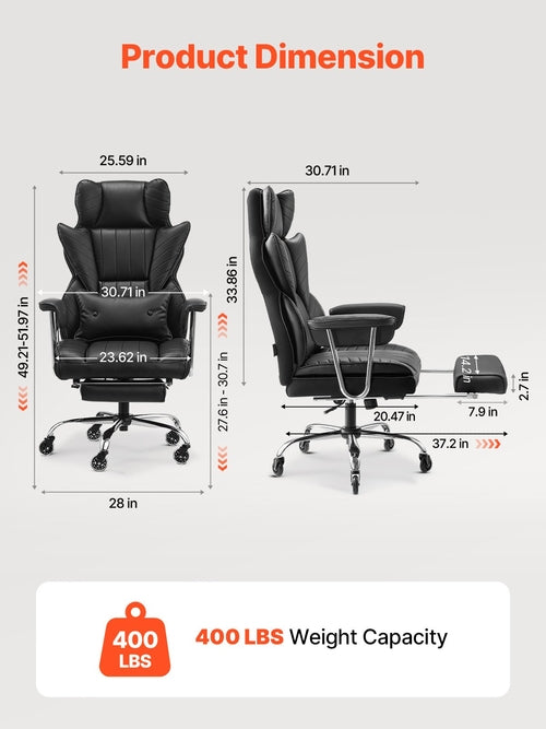 Executive Office Chair, High Back Chair with Footrest and Removable